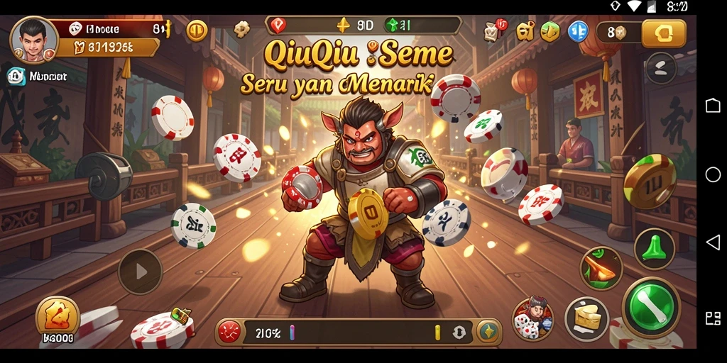 Tampilan utama gameplay QiuQiu yang mendebarkan dan penuh warna.
