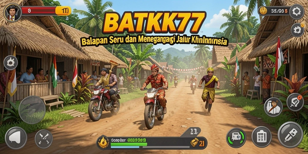 Screenshot gameplay <strong>BATIK77</strong> yang menampilkan aksi balapan seru di jalur indah.