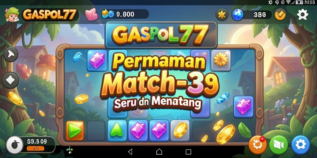 Tampilan gameplay GASPOL77 dengan suasana Match-3 yang seru.