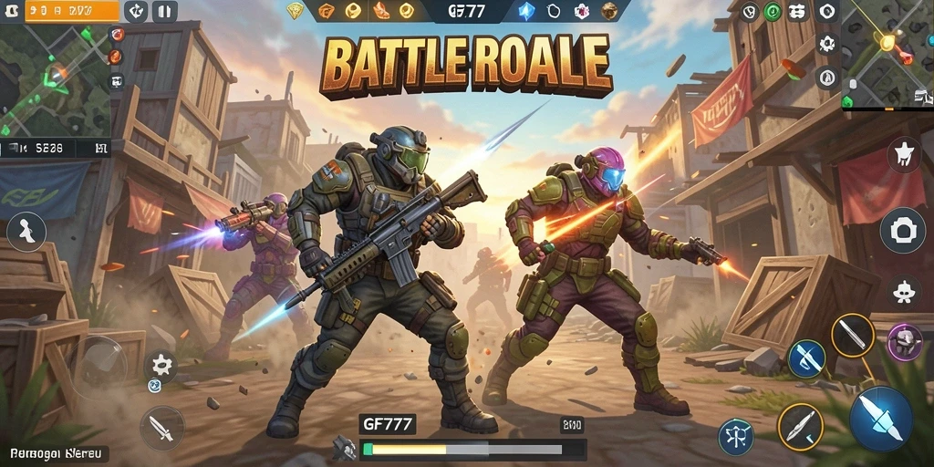 Tangkapan layar menampilkan aksi intens dalam permainan Battle Royale.