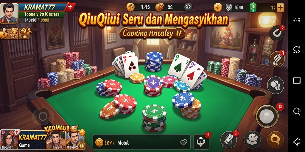 Tampilan gameplay seru dari KRAMAT77 yang penuh strategi QiuQiu.