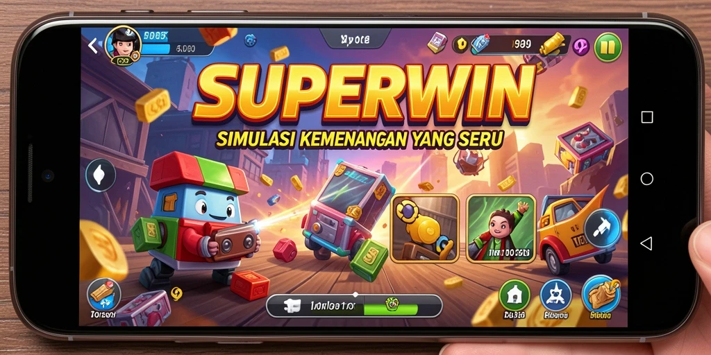 Tampilan gameplay SUPERWIN yang menarik dengan elemen simulasi yang mendalam.