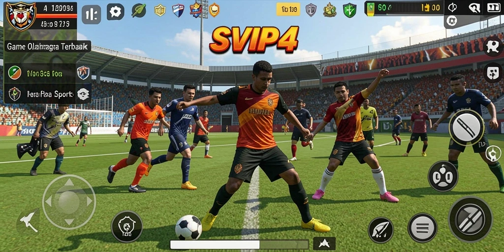 Screenshot utama SVIP4 menampilkan aksi seru dalam permainan olahraga.